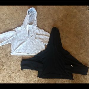 Women’s Hollister TWO Crop Hoodies Grey and Black Size XS